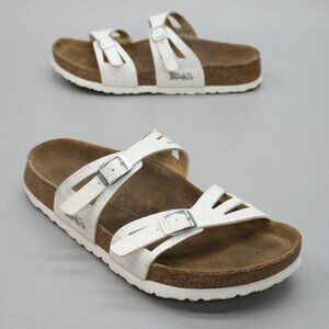 Birki's 40 Ladies 9 Granada White Double Strap Slides Mules Slip-on Shoe Sandals